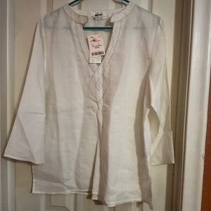 Brand new long sleeve white blouse in large with beaded design